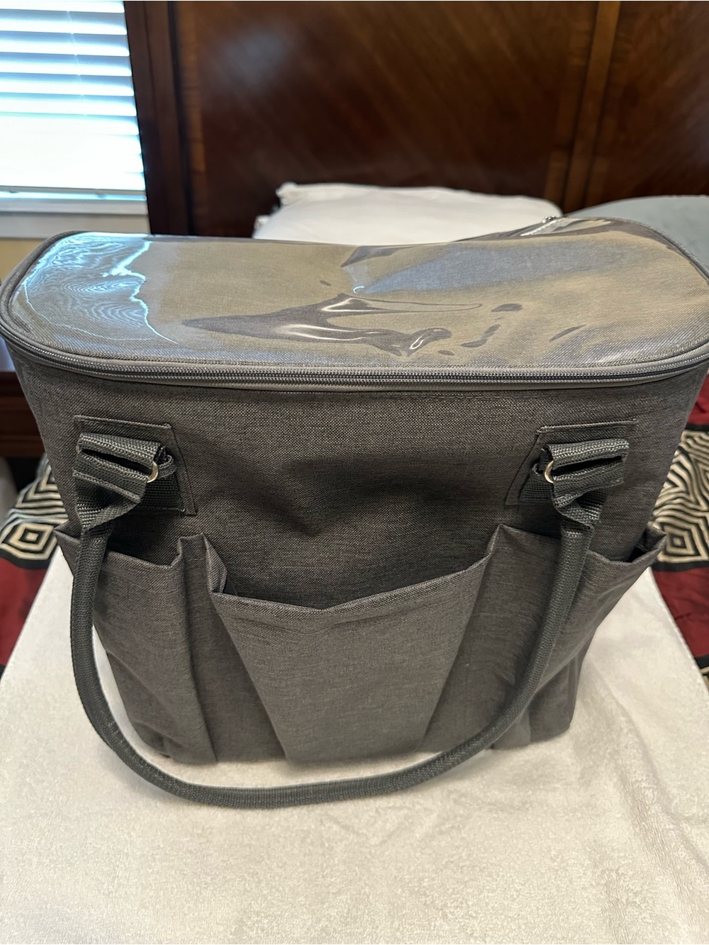 Gray Insulated Cooler Tote Bag